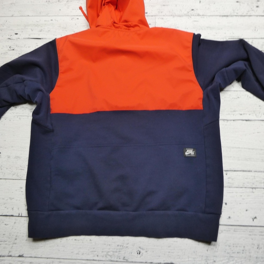Nike SB Hoodie Mens Large Orange Navy Pullover Anorak Skateboarding Colorblock - Picture 8 of 14